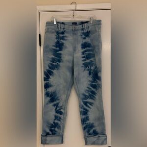 J Jill Denim High-Rise Cropped Blue Tie-Dye Jeans